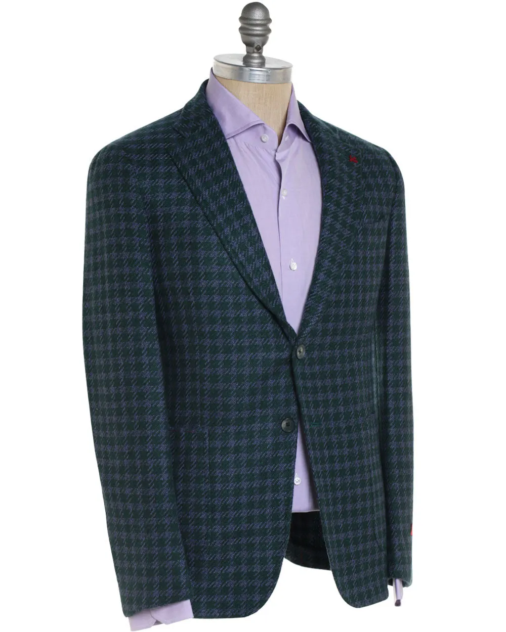 Green and Lavender Cashmere Checked Sportcoat