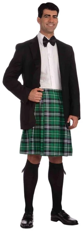 Green Plaid Scottish Kilt Adult Male Costume