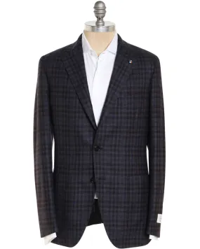 Grey and Navy Wool Checked Deconstructed Sportcoat