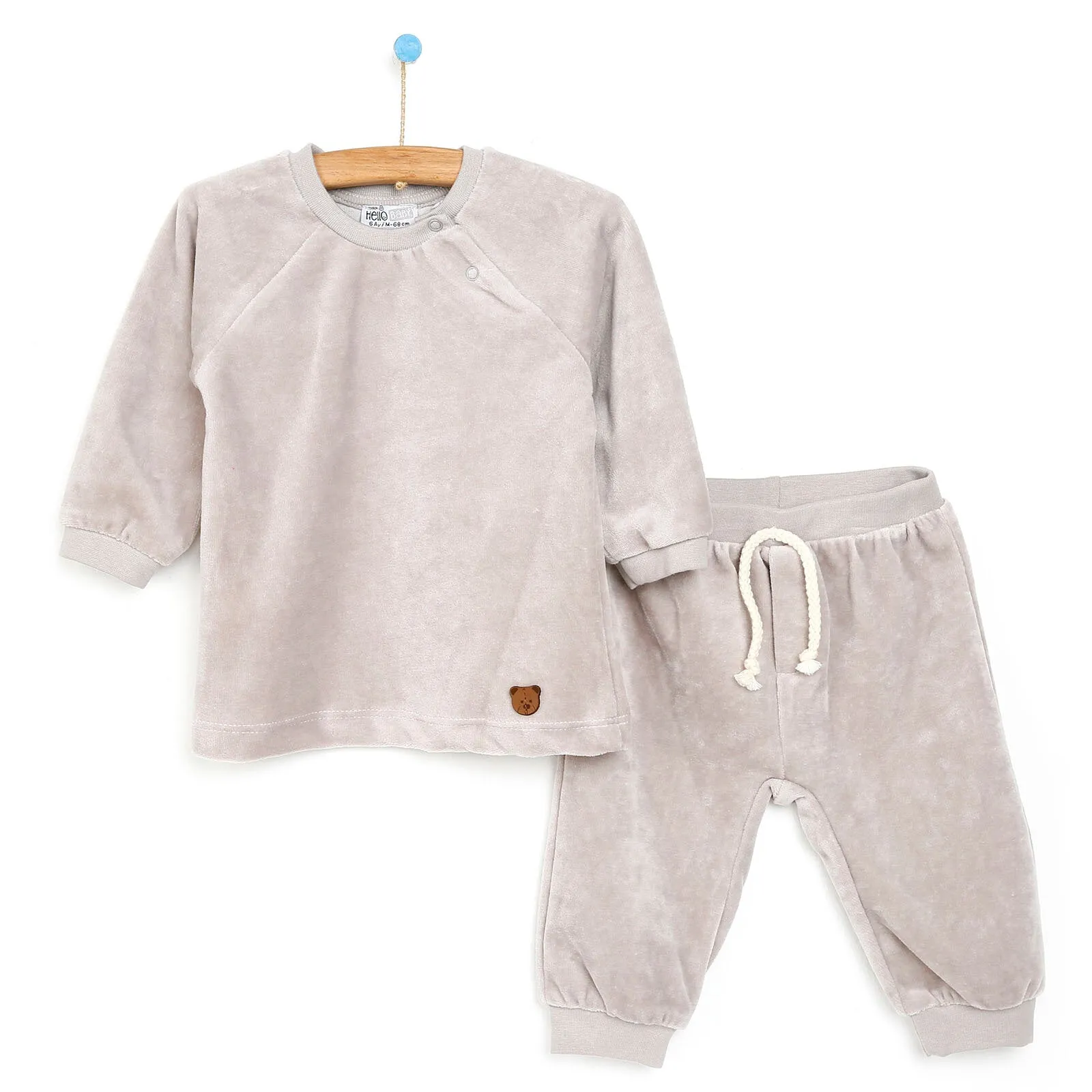 HelloBaby Basic Velvet Sweatshirt-Jogger - Brown