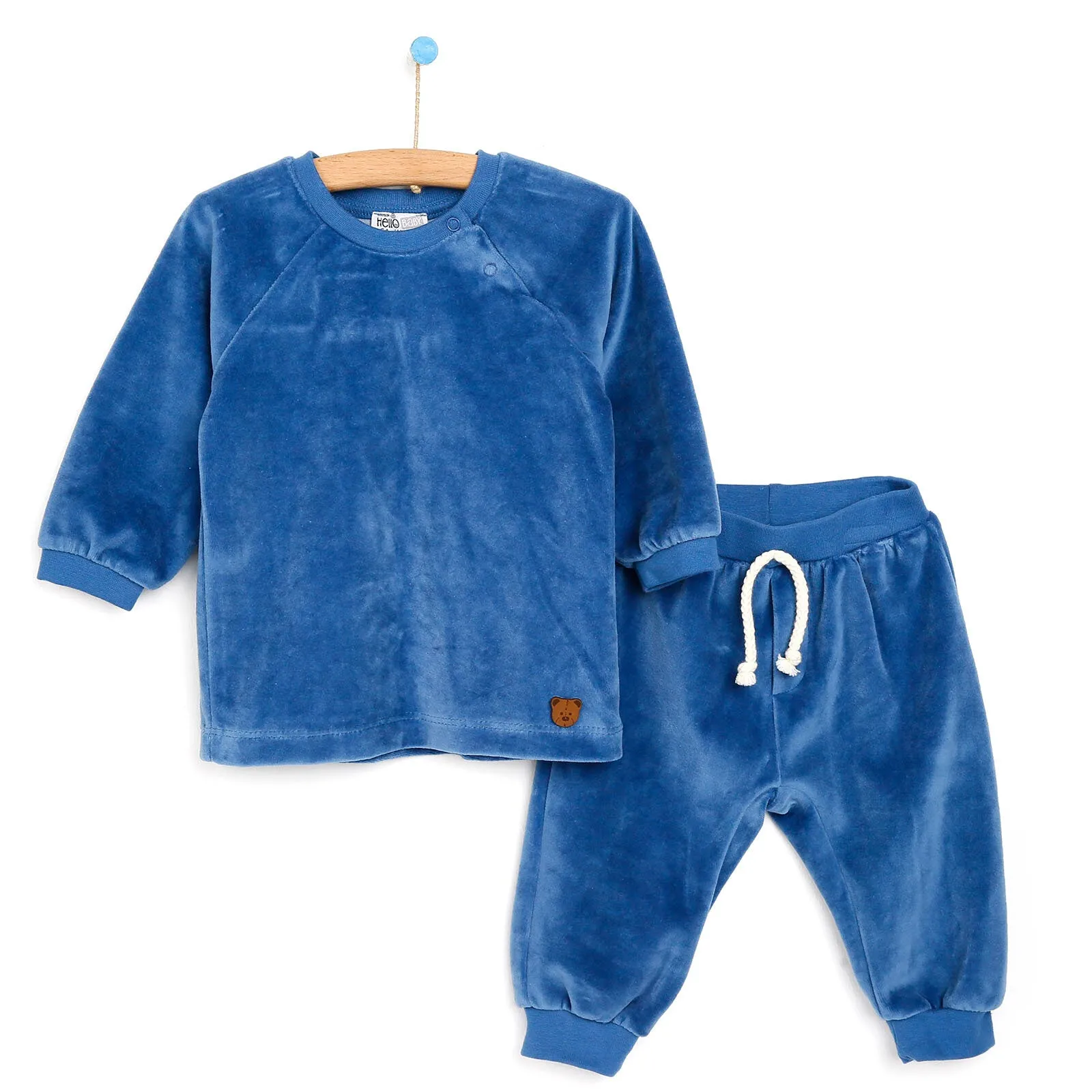 HelloBaby Basic Velvet Sweatshirt-Jogger - Indigo