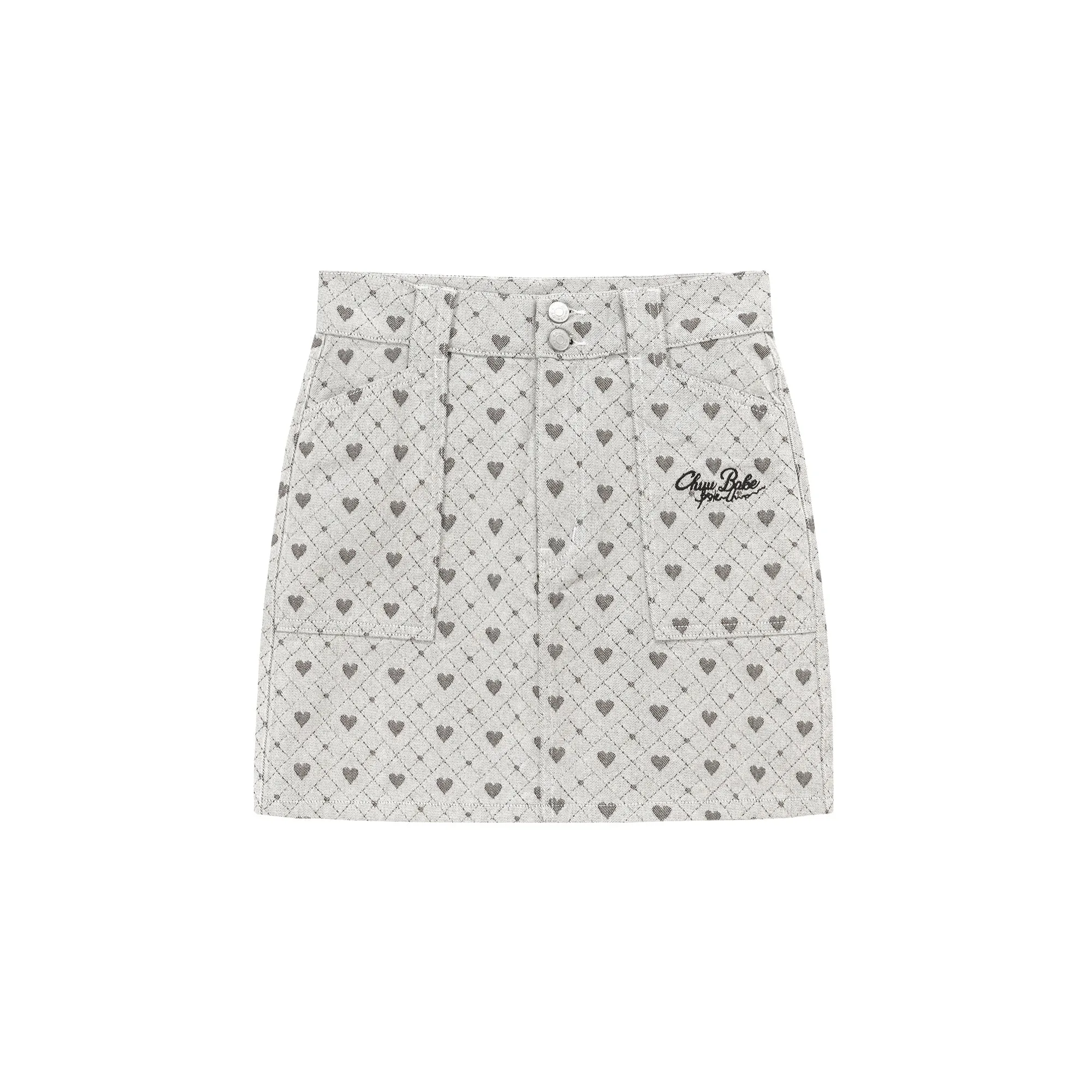 High Waisted Logo Heart Argyle Skirt