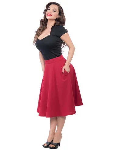 High-Waisted Thrills Skirt with Pockets in Red