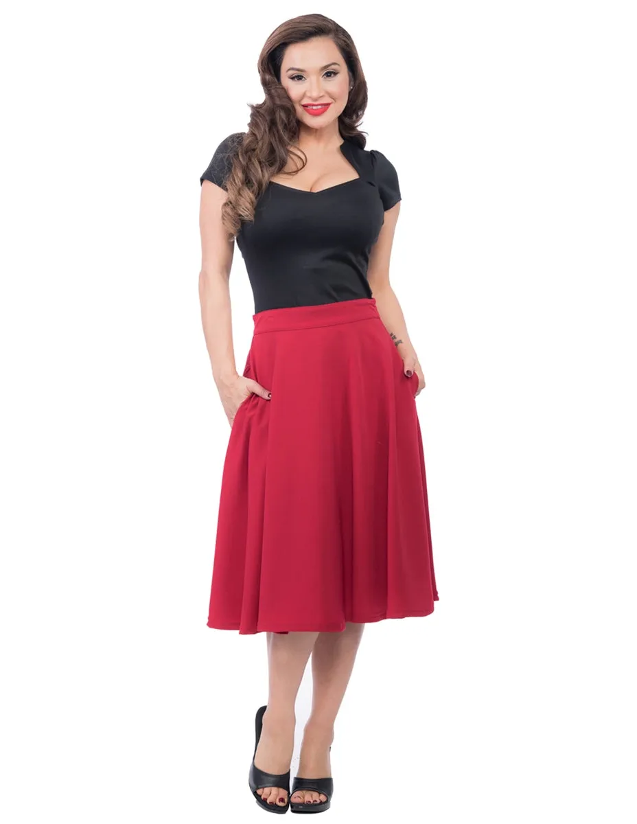 High-Waisted Thrills Skirt with Pockets in Red