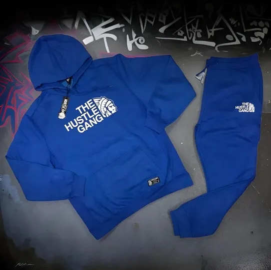 *HUSTLE GANG* (BLUE) HOODED SWEATSUIT