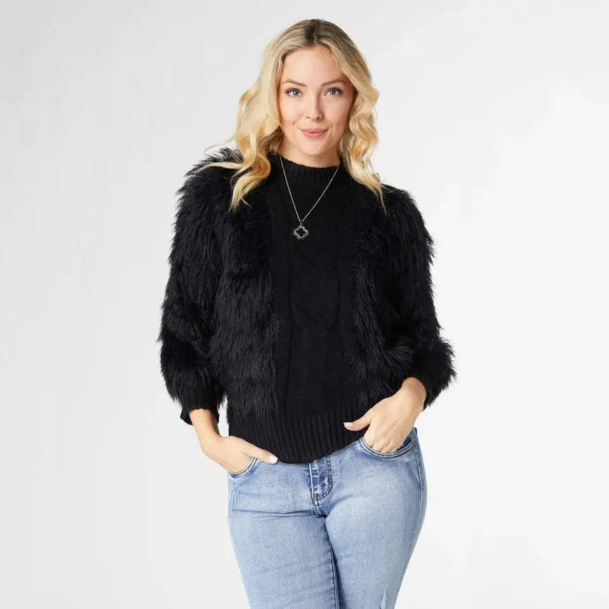 Imani Cable Knit Faux Fur Sweater - Valentine's Day