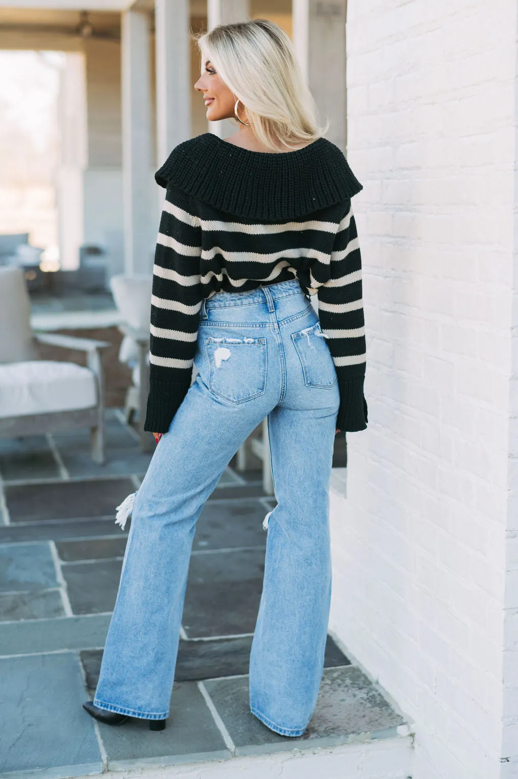 Layla Striped Sweater- Black/Khaki