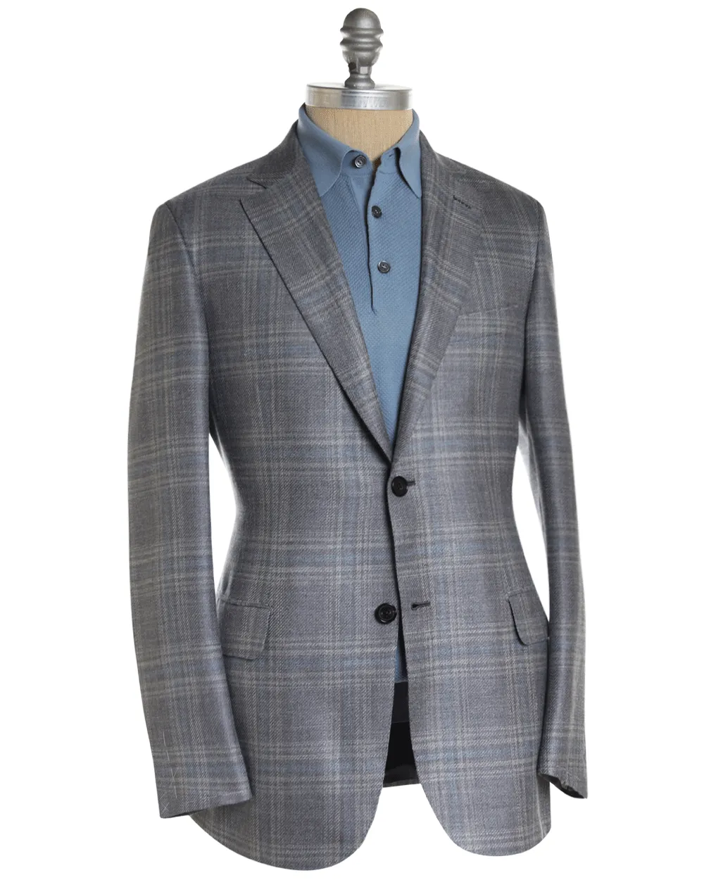 Lead and Soft Blue Faded Light Checked Sportcoat