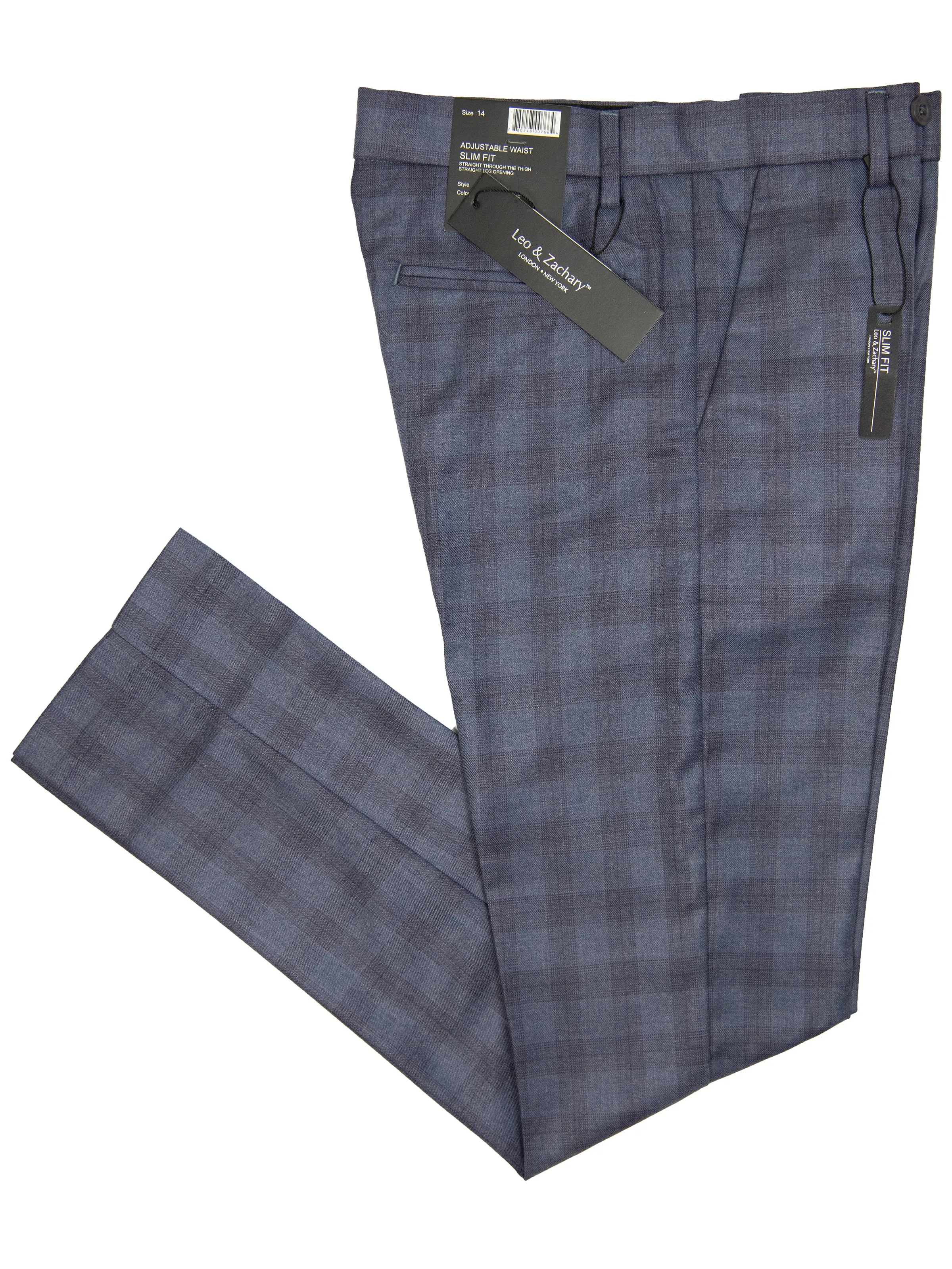 Leo & Zachary 29387 Boy's Dress Pants - Plaid - Blue/Wine