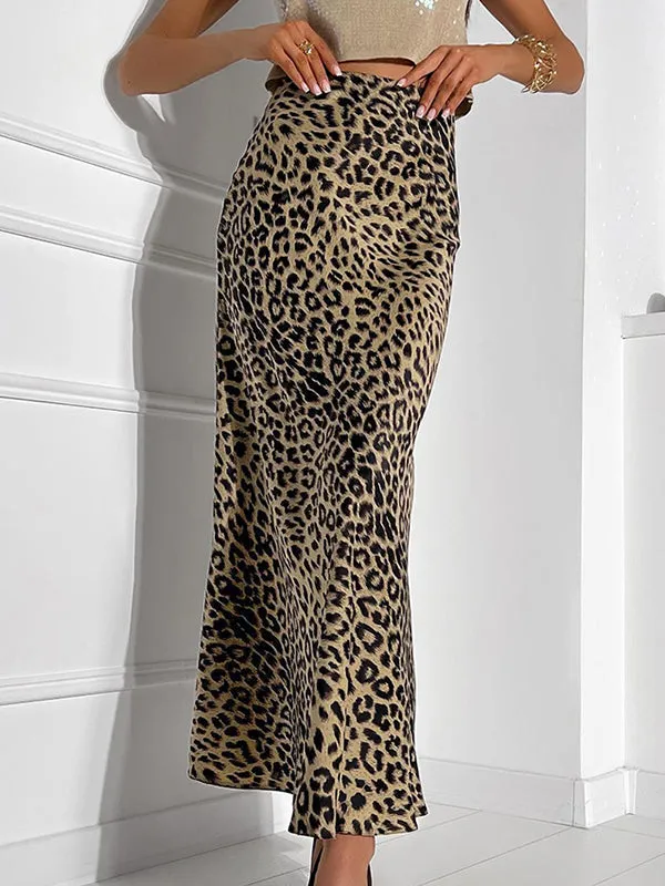 Leopard Split-Joint High Waisted Mermaid Skirts