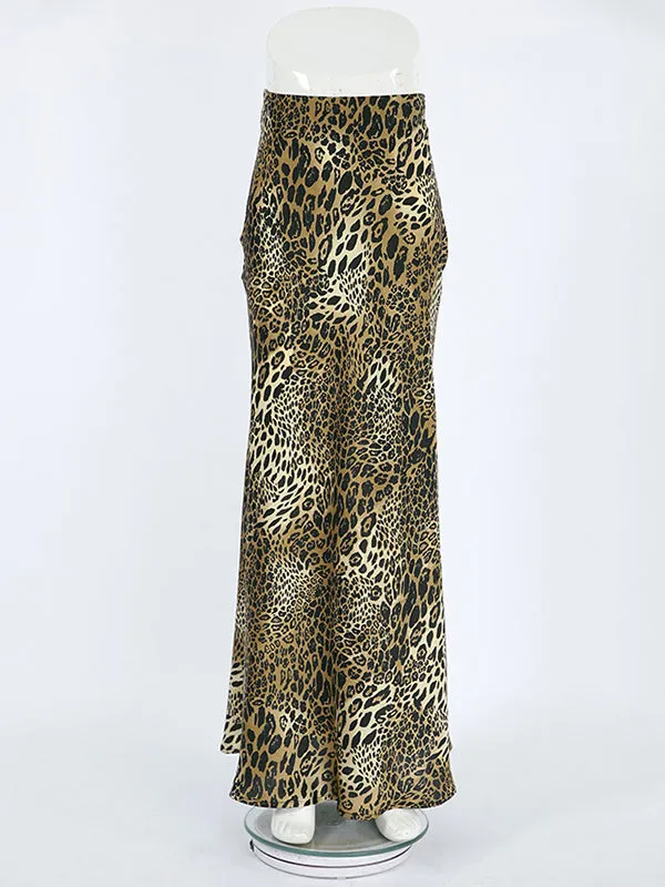 Leopard Split-Joint High Waisted Mermaid Skirts