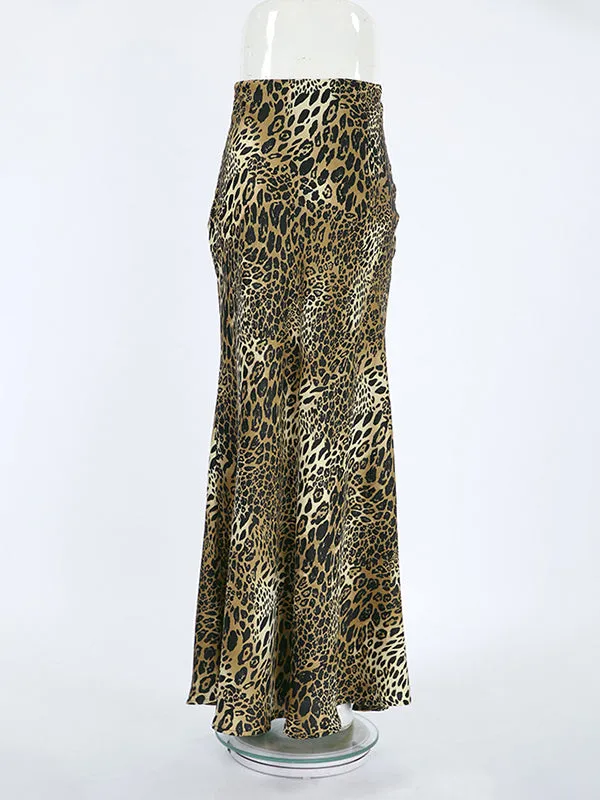 Leopard Split-Joint High Waisted Mermaid Skirts