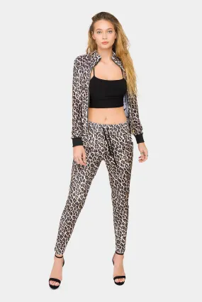 Leopard Velour Velvet Track Suit