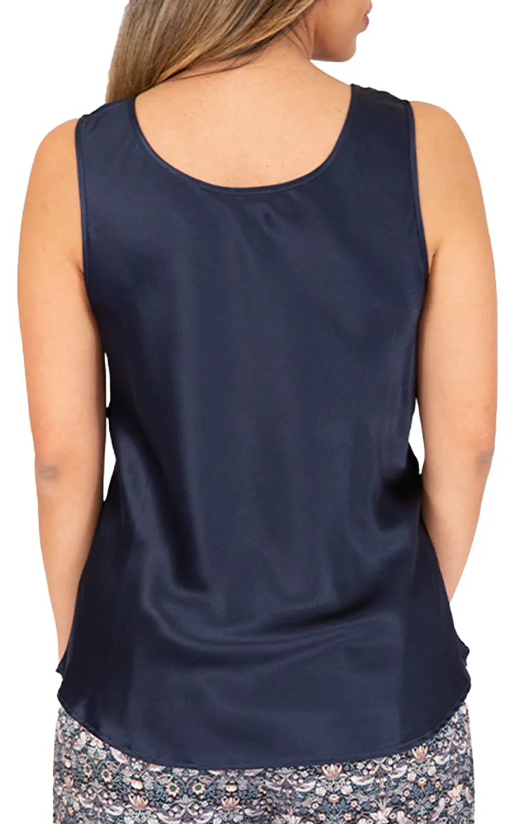 Love & Lustre 100% Silk Camisole with Round Neck in Navy LL530 SALE