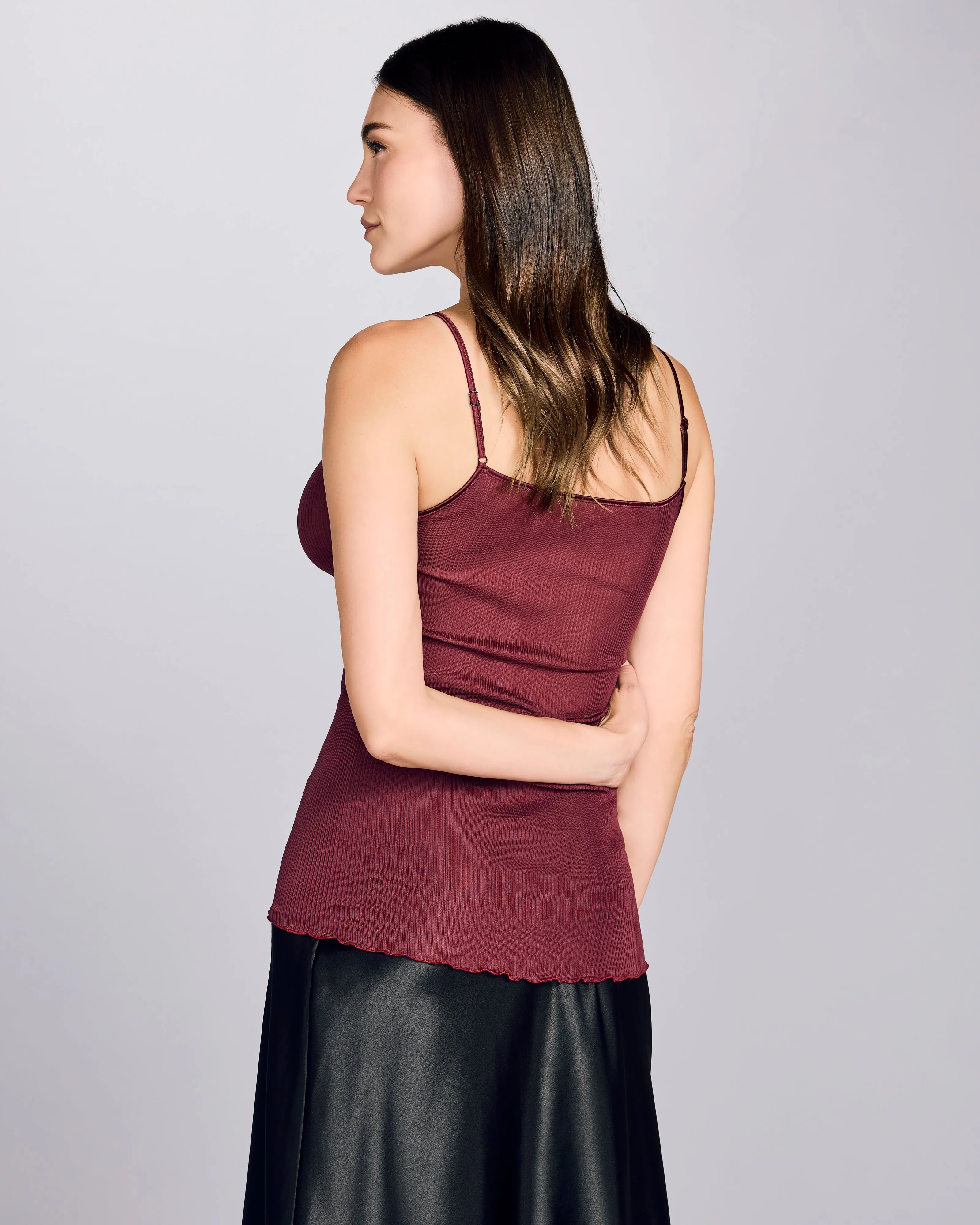 Maroon Rib Silk Camisole