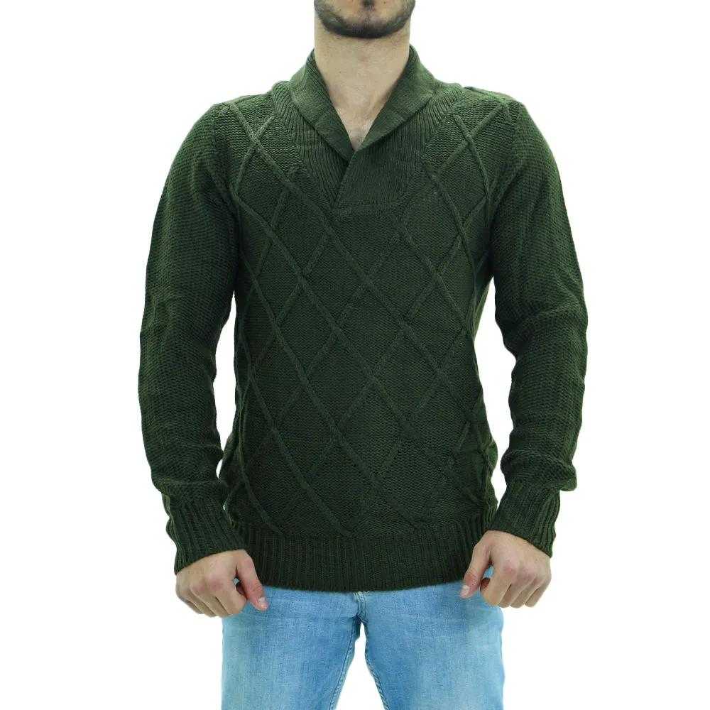 Men's Cable Knit Sweater,Olive