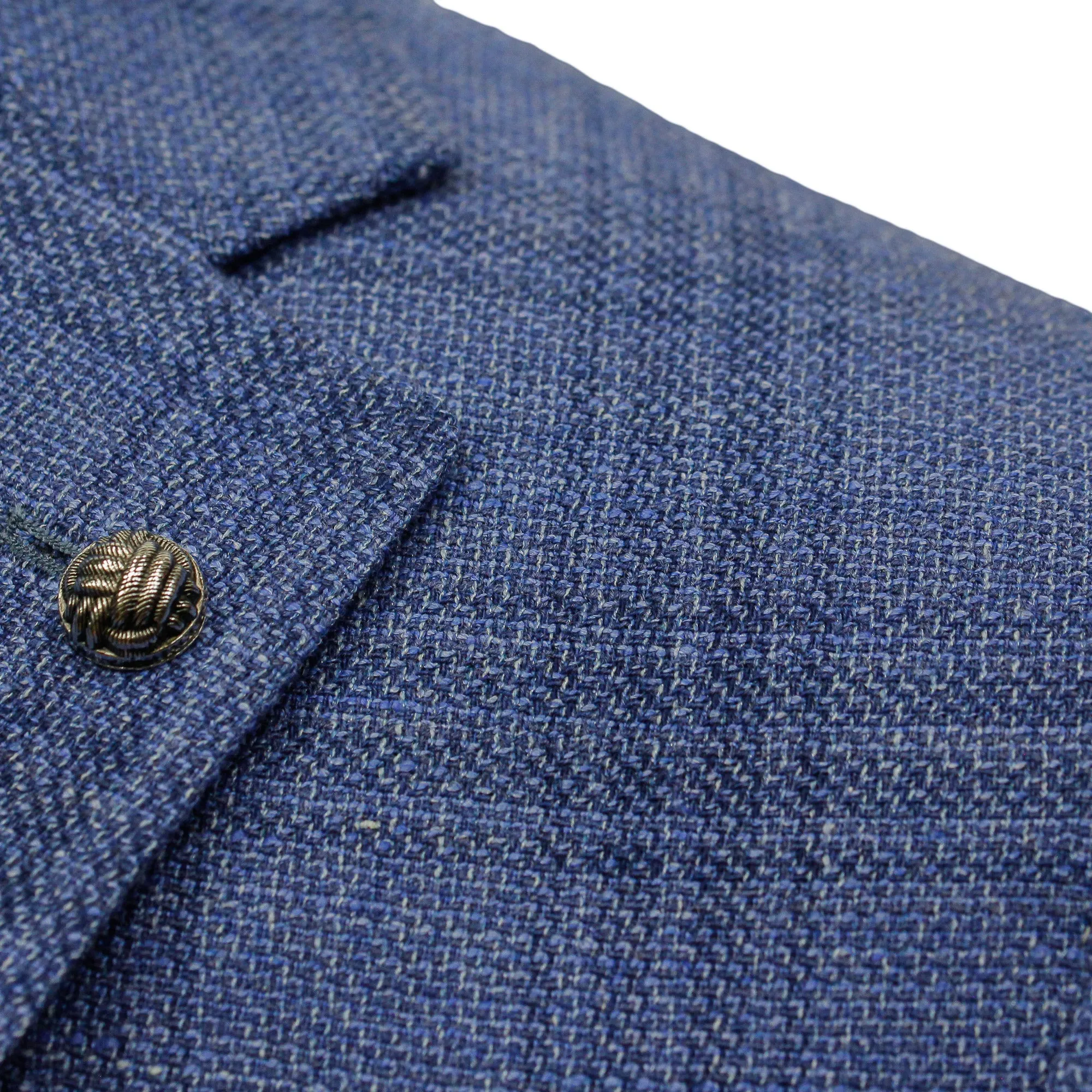 Mid-Blue Check Wool-Linen Hampton Contemporary Fit Sport Jacket - Jack Victor