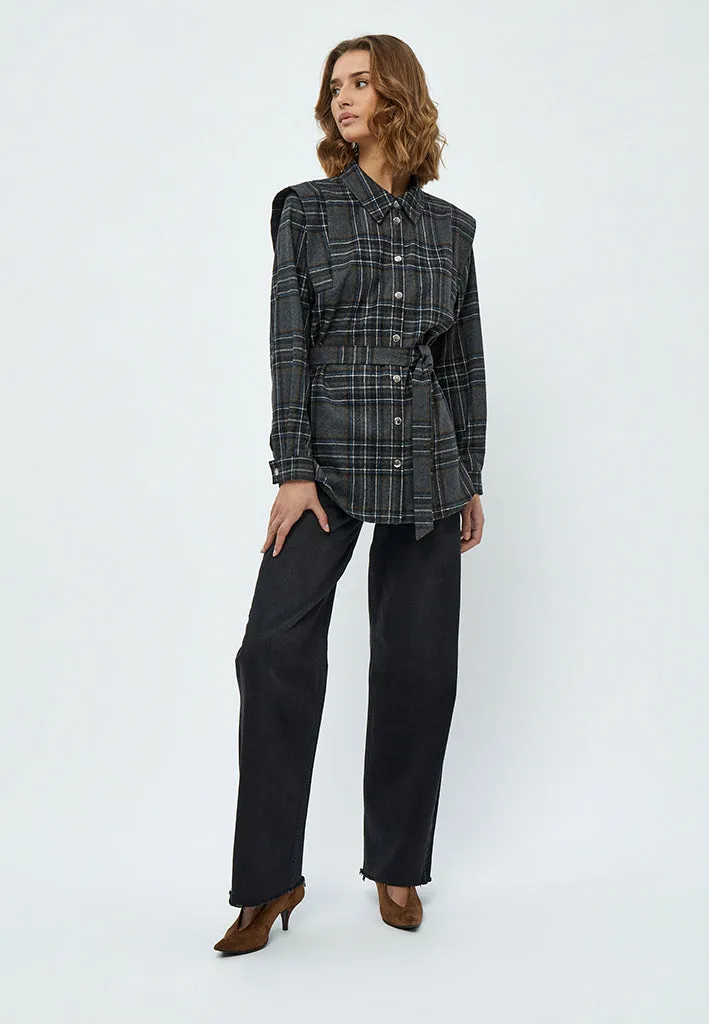 MSAshanti Shirt Jacket - Slate Brown Checked