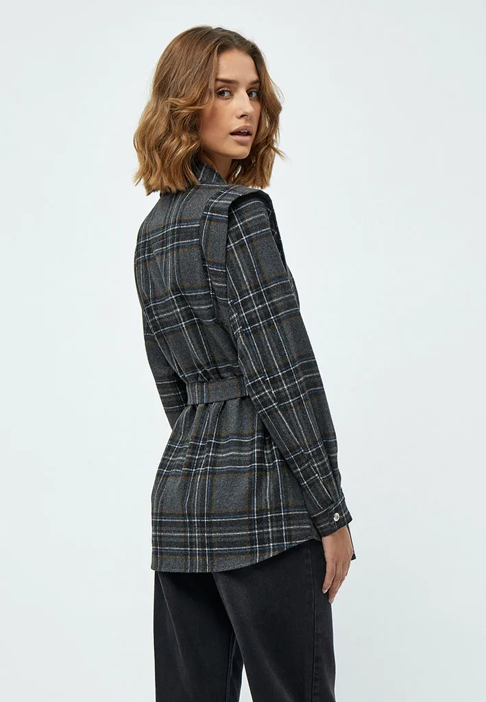 MSAshanti Shirt Jacket - Slate Brown Checked