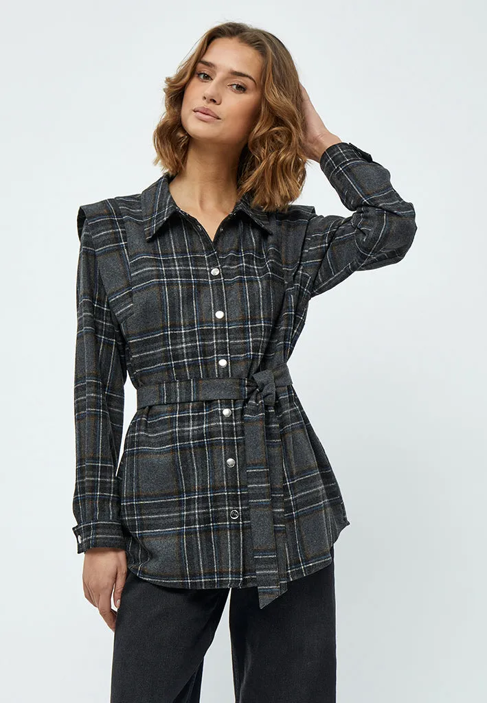 MSAshanti Shirt Jacket - Slate Brown Checked