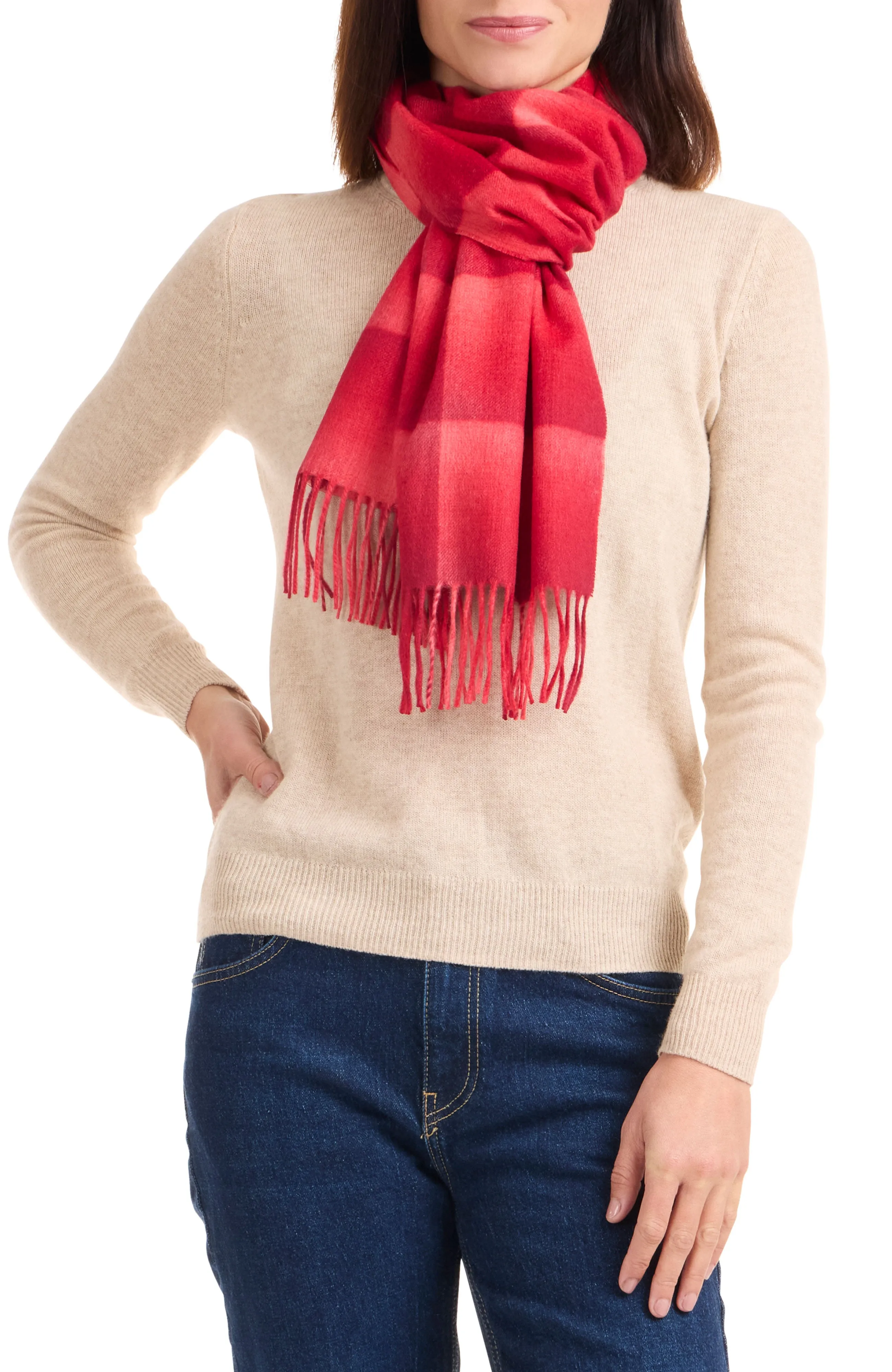 OMBRE GRID CASHMERE SCARF