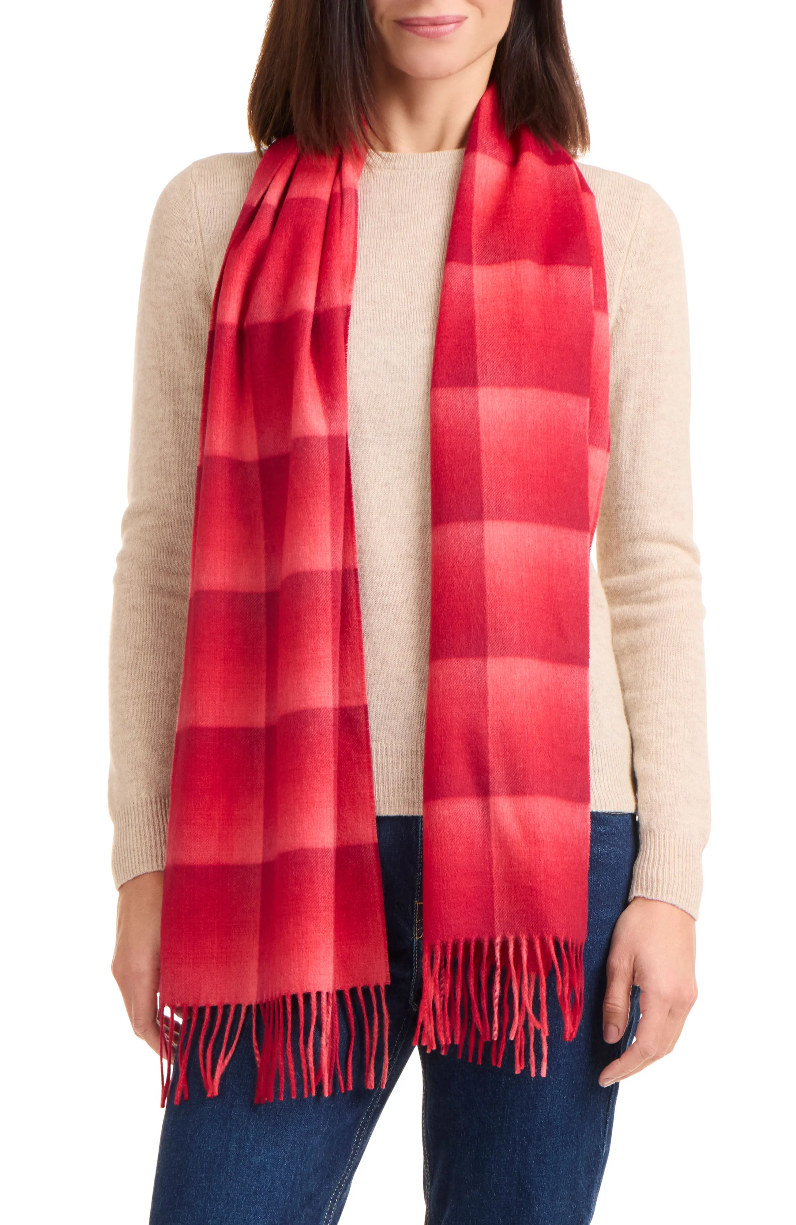 OMBRE GRID CASHMERE SCARF