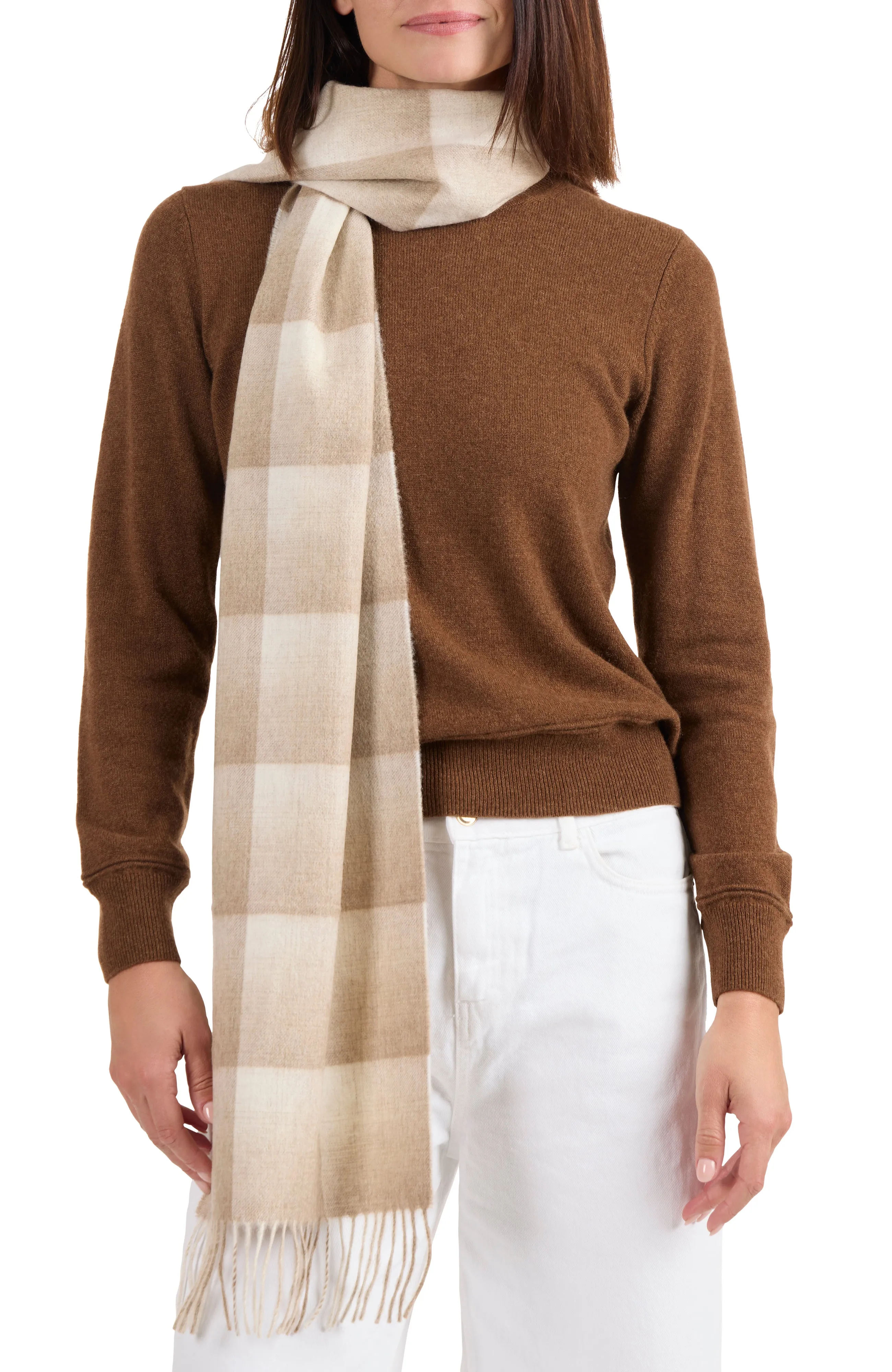 OMBRE GRID CASHMERE SCARF