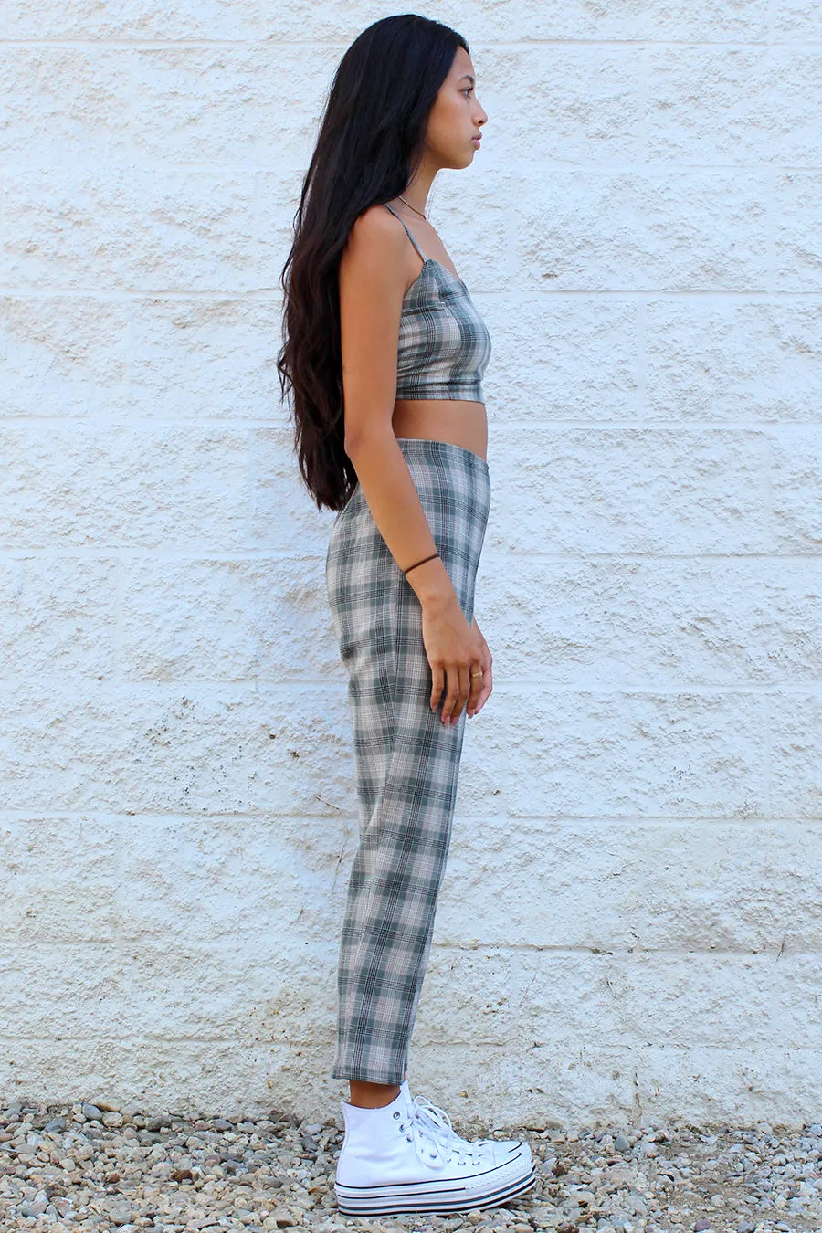 Pants - Flannel Green Beige Plaid