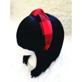 Plaid Headband - Red