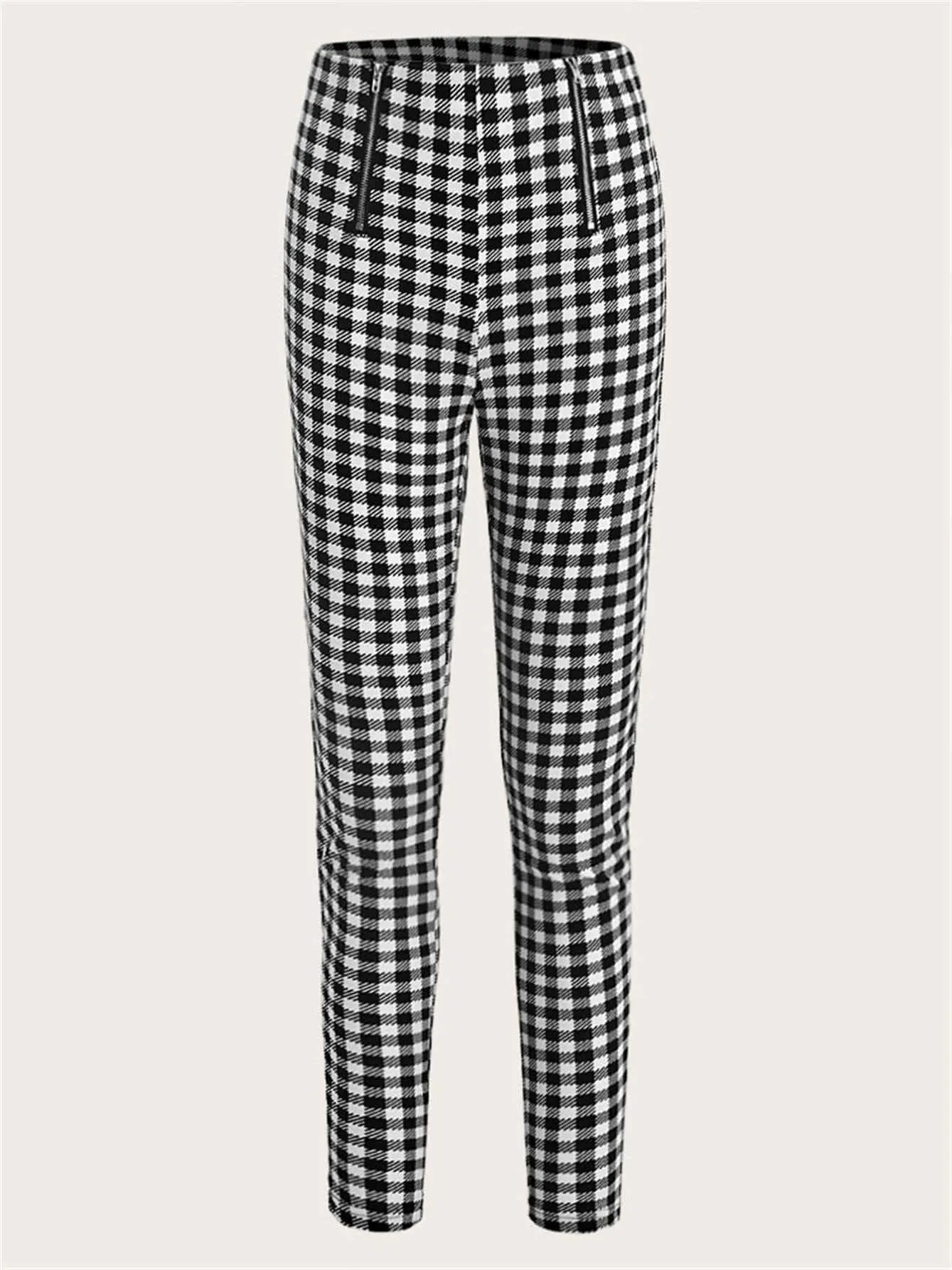 Plaid Trouser High Waist Pants