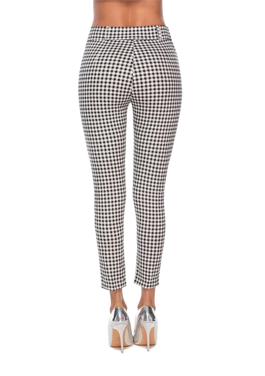 Plaid Trouser High Waist Pants