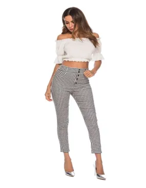 Plaid Trouser High Waist Pants