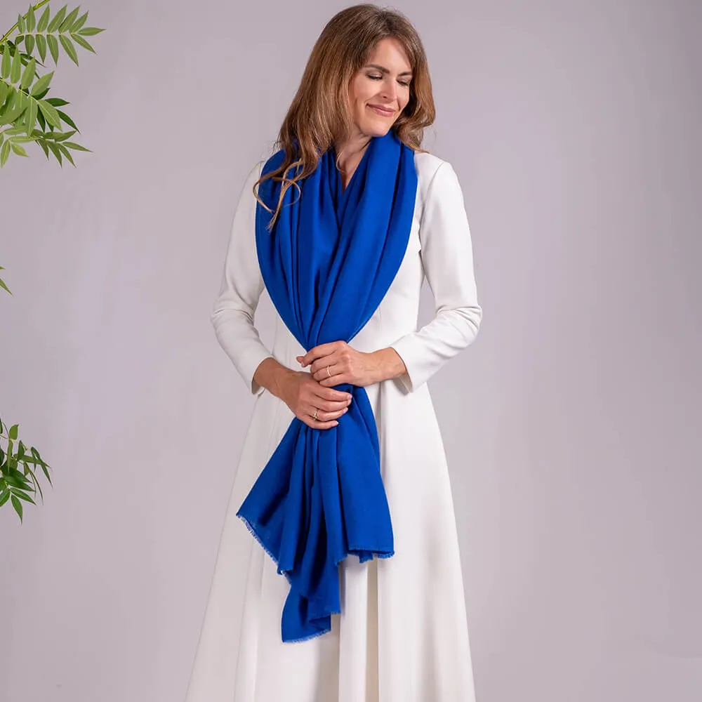 Royal Blue Gossamer Cashmere Shawl