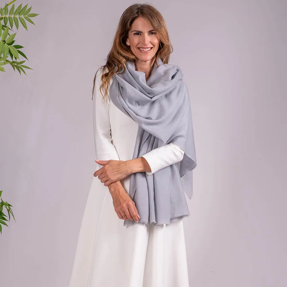 Smokey Grey Gossamer Cashmere Shawl