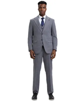 Stacy Adams Hybrid- Fit Vested Suit, Plaid Grey