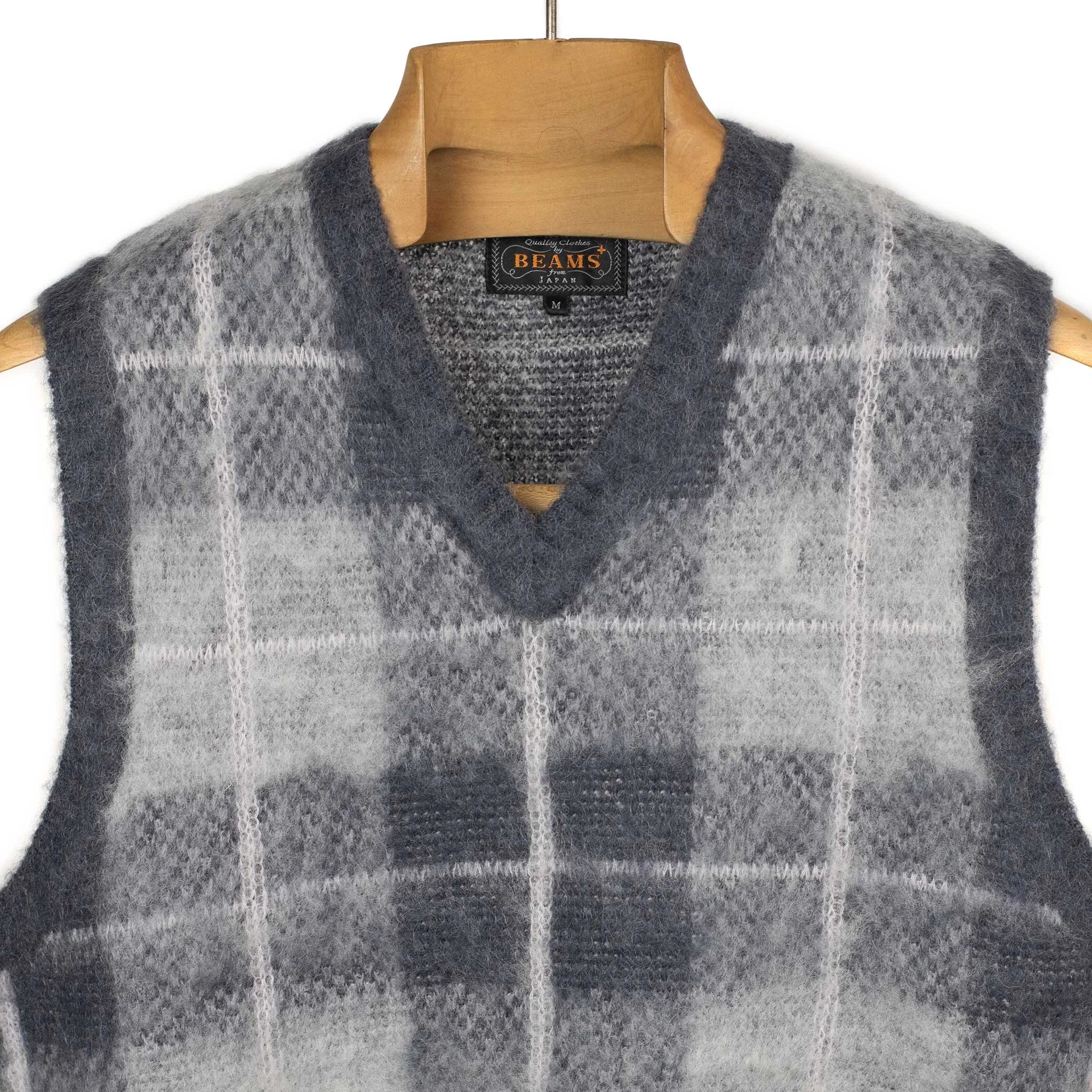 Sweater vest in grey checked mohair mix