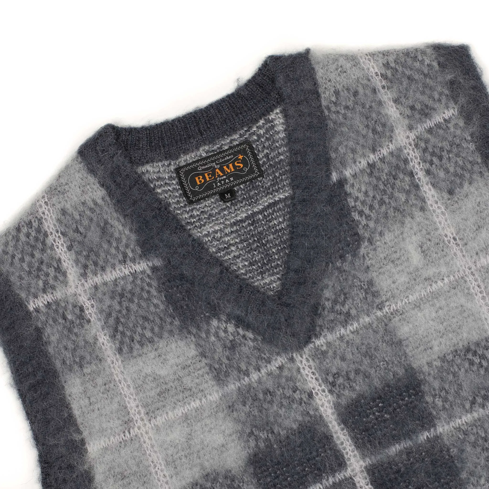 Sweater vest in grey checked mohair mix