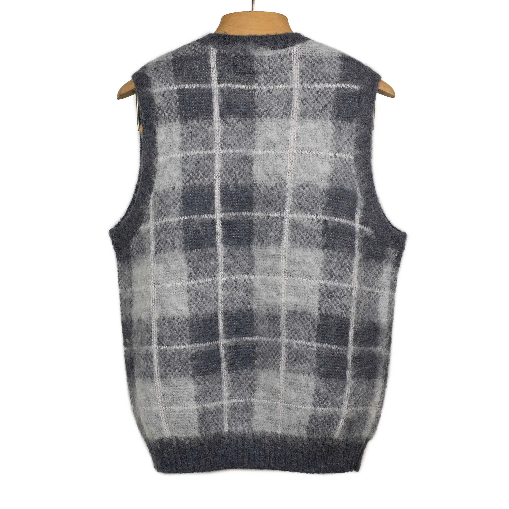 Sweater vest in grey checked mohair mix