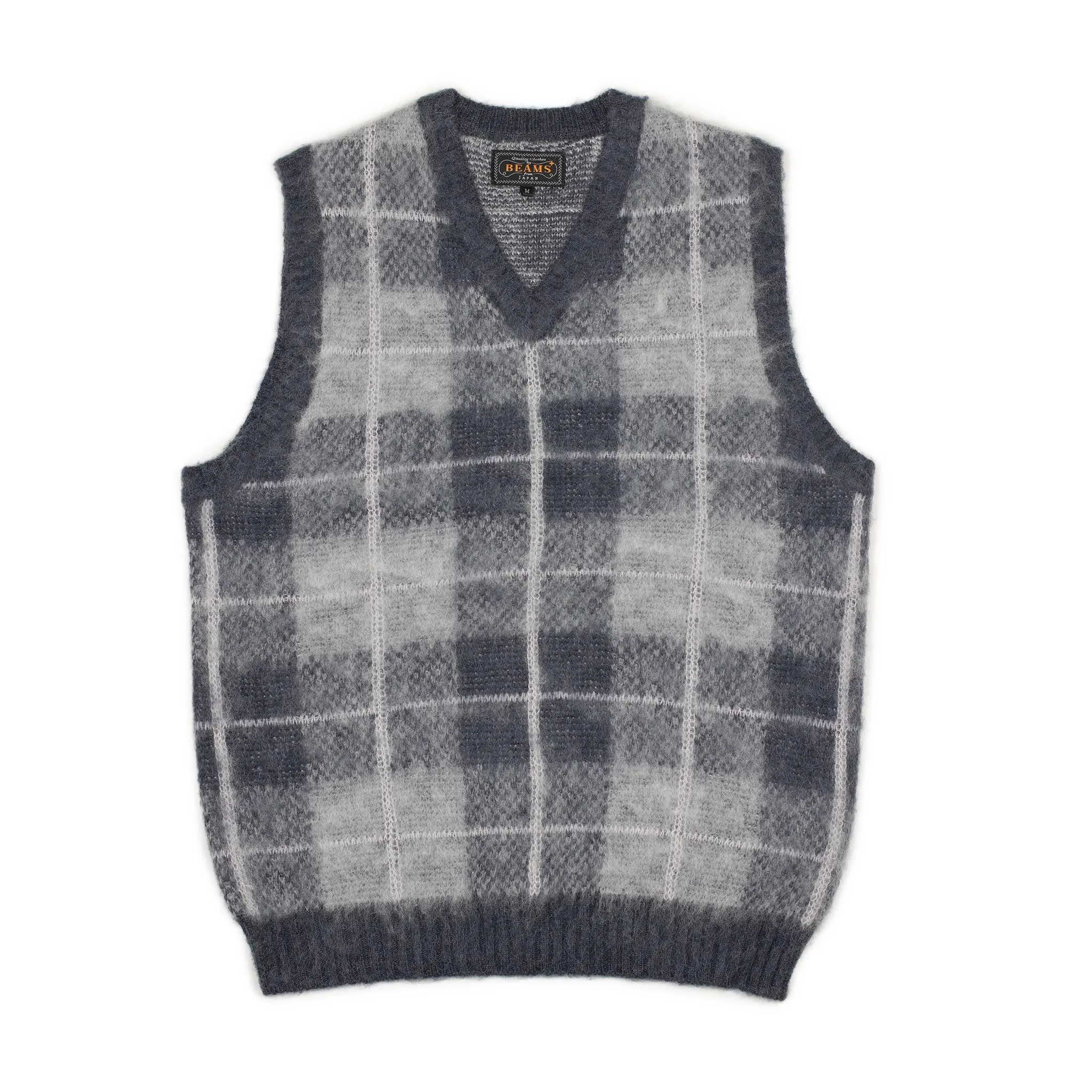 Sweater vest in grey checked mohair mix