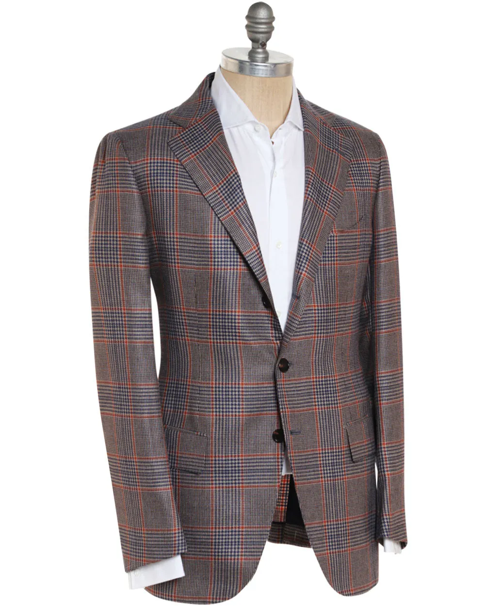 Tan and Navy Cashmere Blend Checked Sportcoat