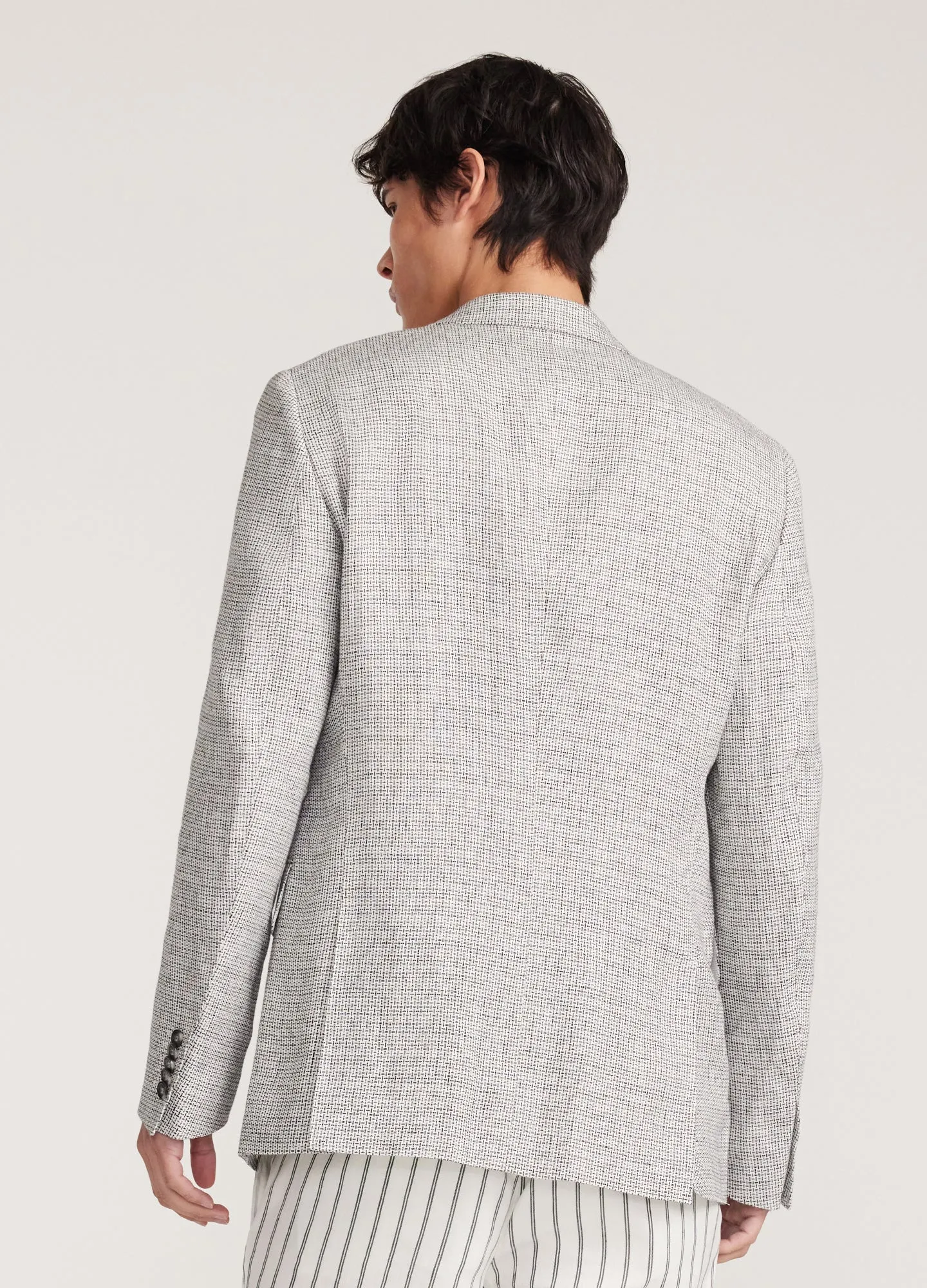 Thatch Check Linen Blazer White