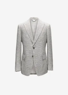 Thatch Check Linen Blazer White