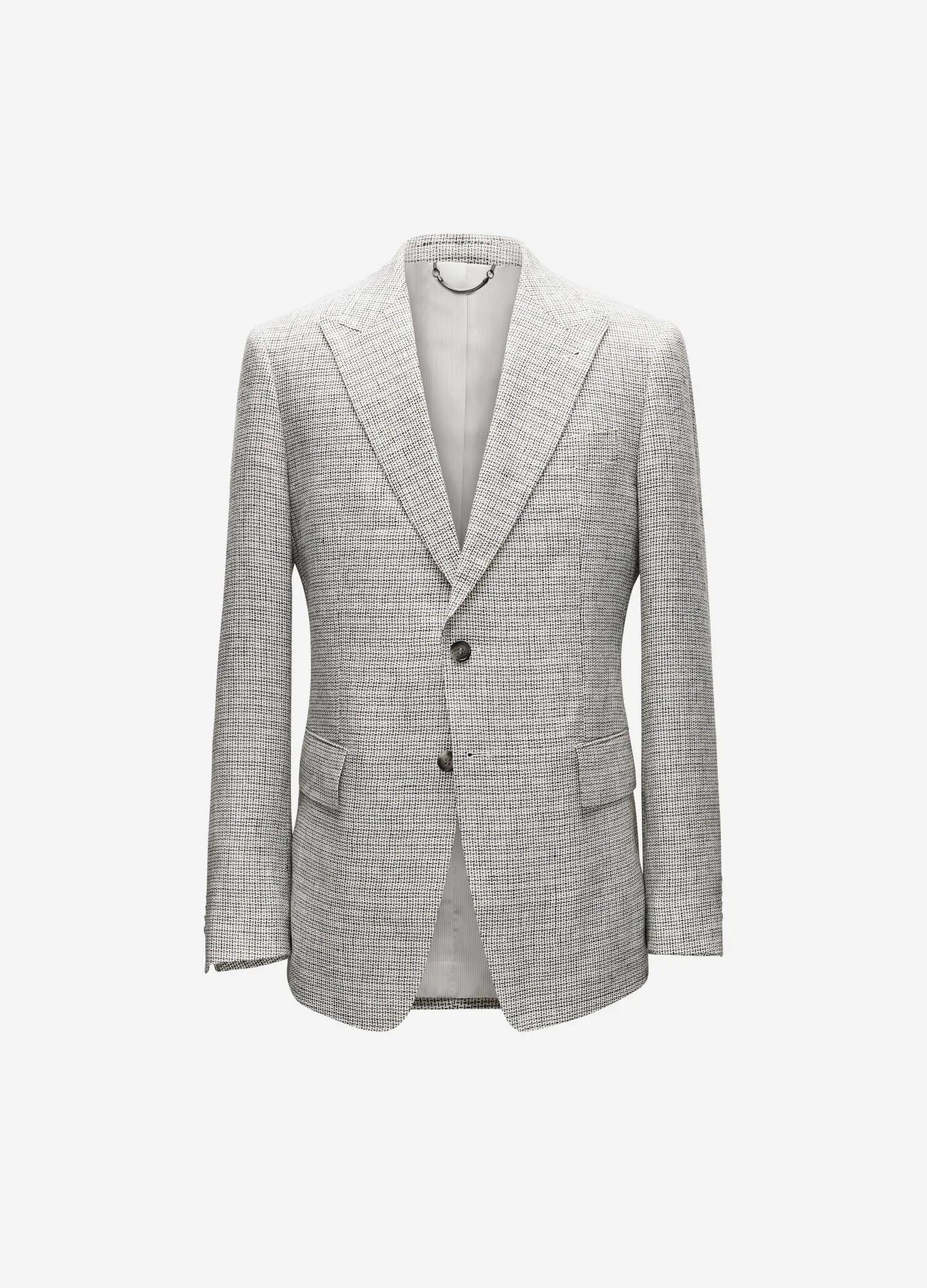 Thatch Check Linen Blazer White