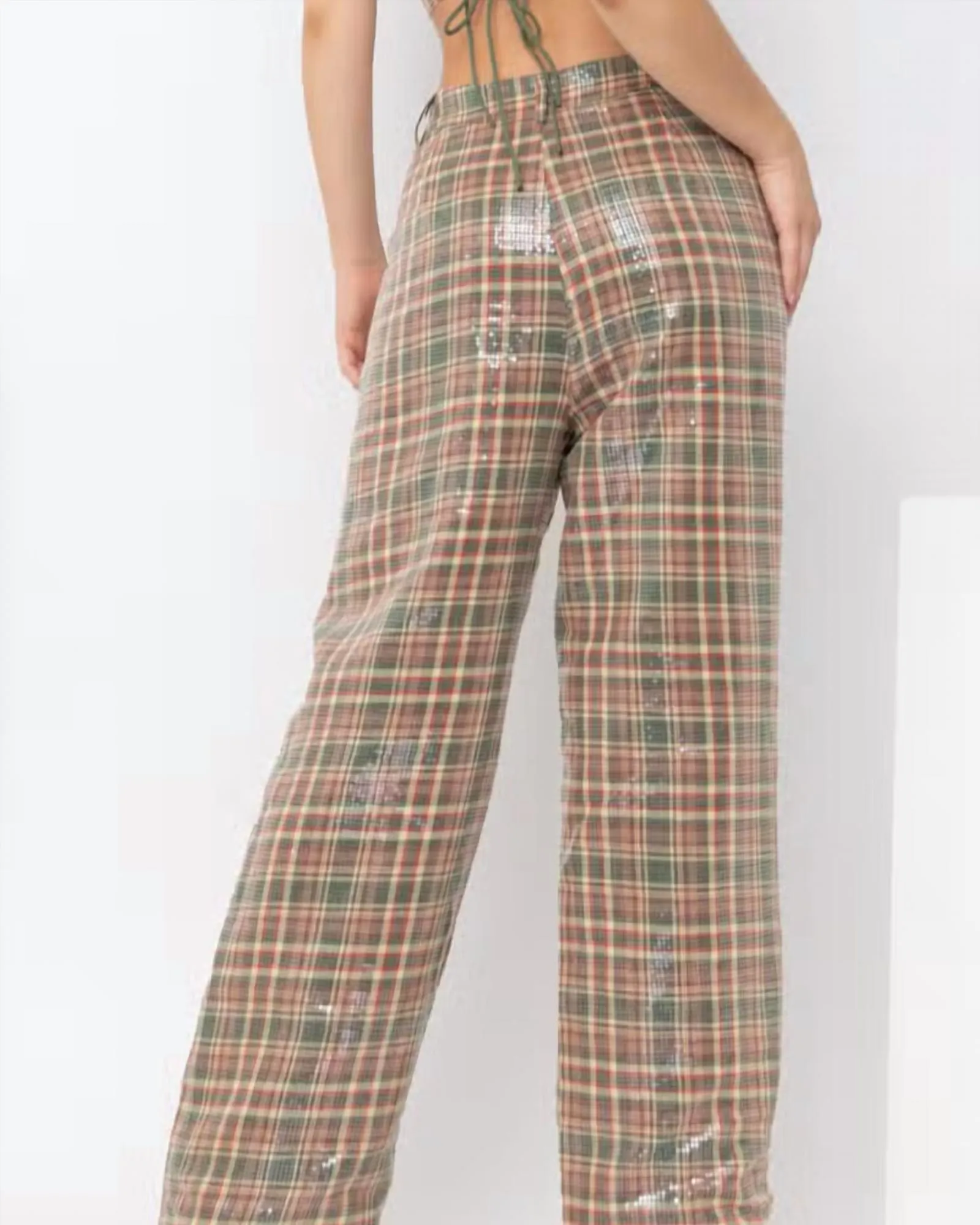 That'S A Wrap Sequin Plaid Pants In Brown Multi | Brown Multi