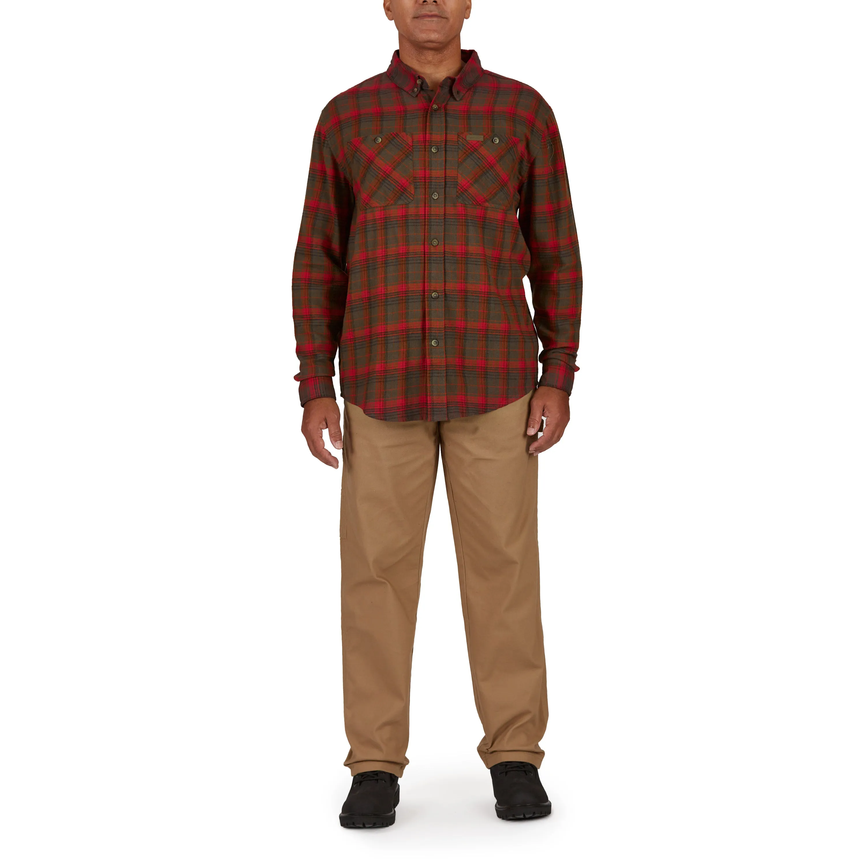 TWO-POCKET BUTTON DOWN FLANNEL SHIRT