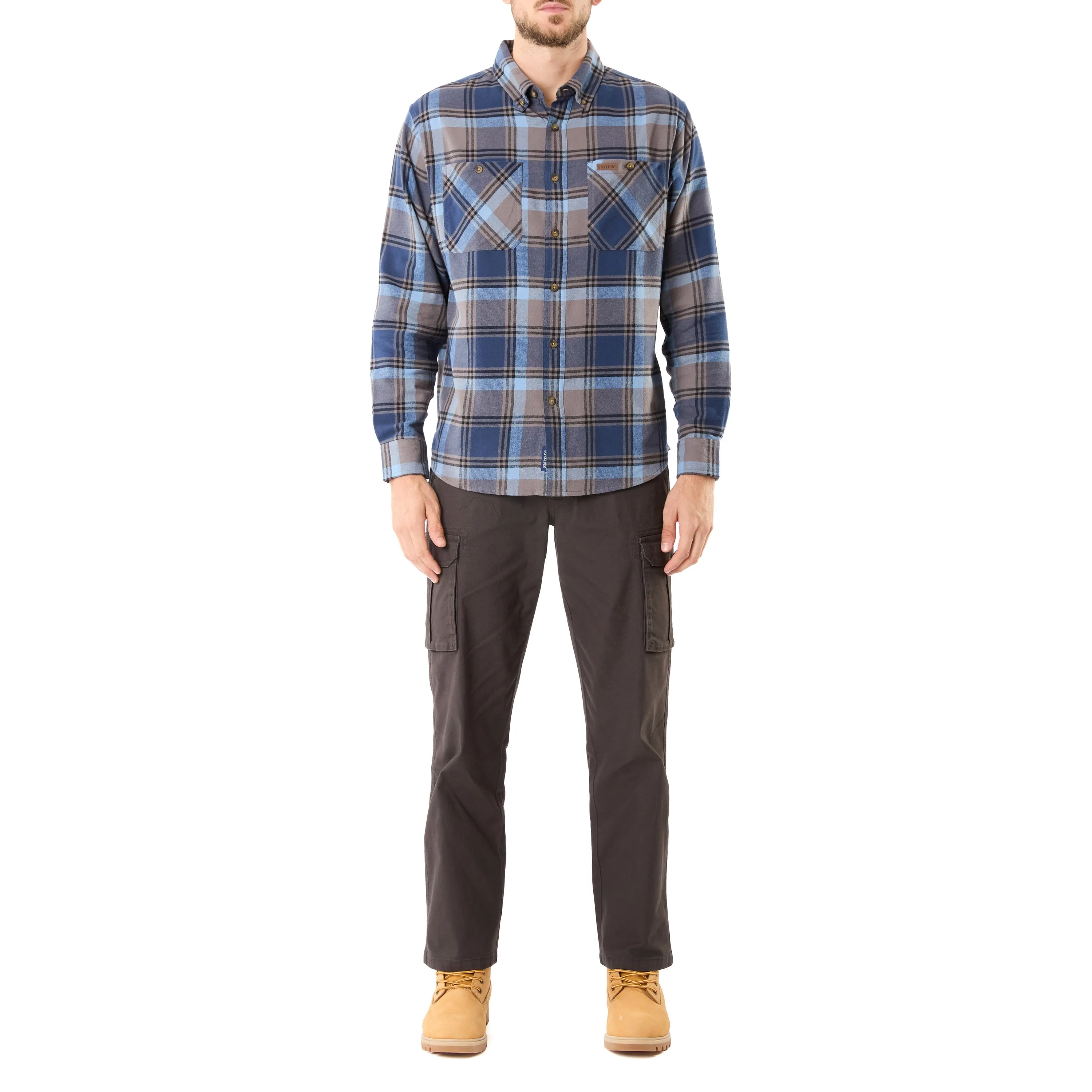 TWO-POCKET BUTTON DOWN FLANNEL SHIRT