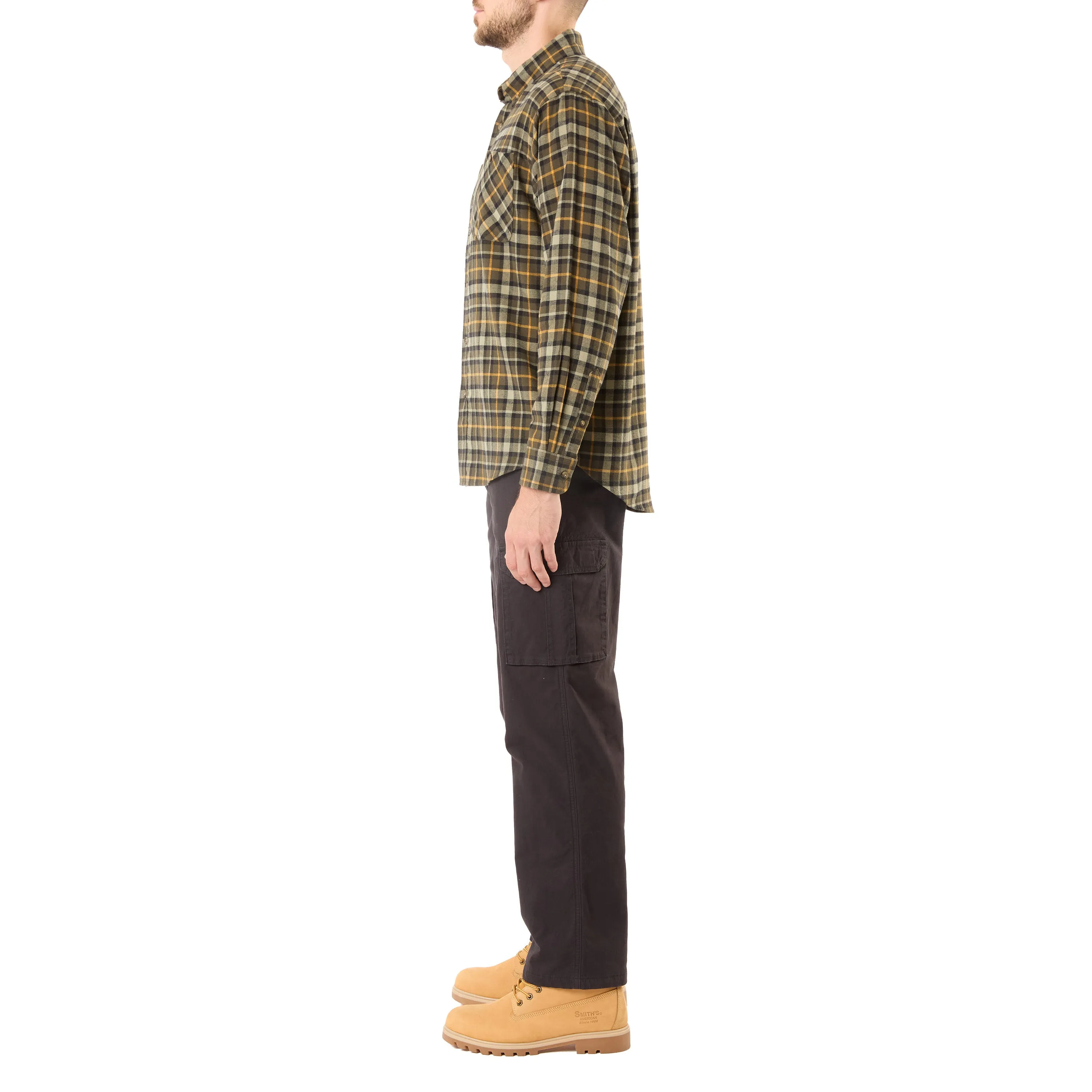 TWO-POCKET BUTTON DOWN FLANNEL SHIRT