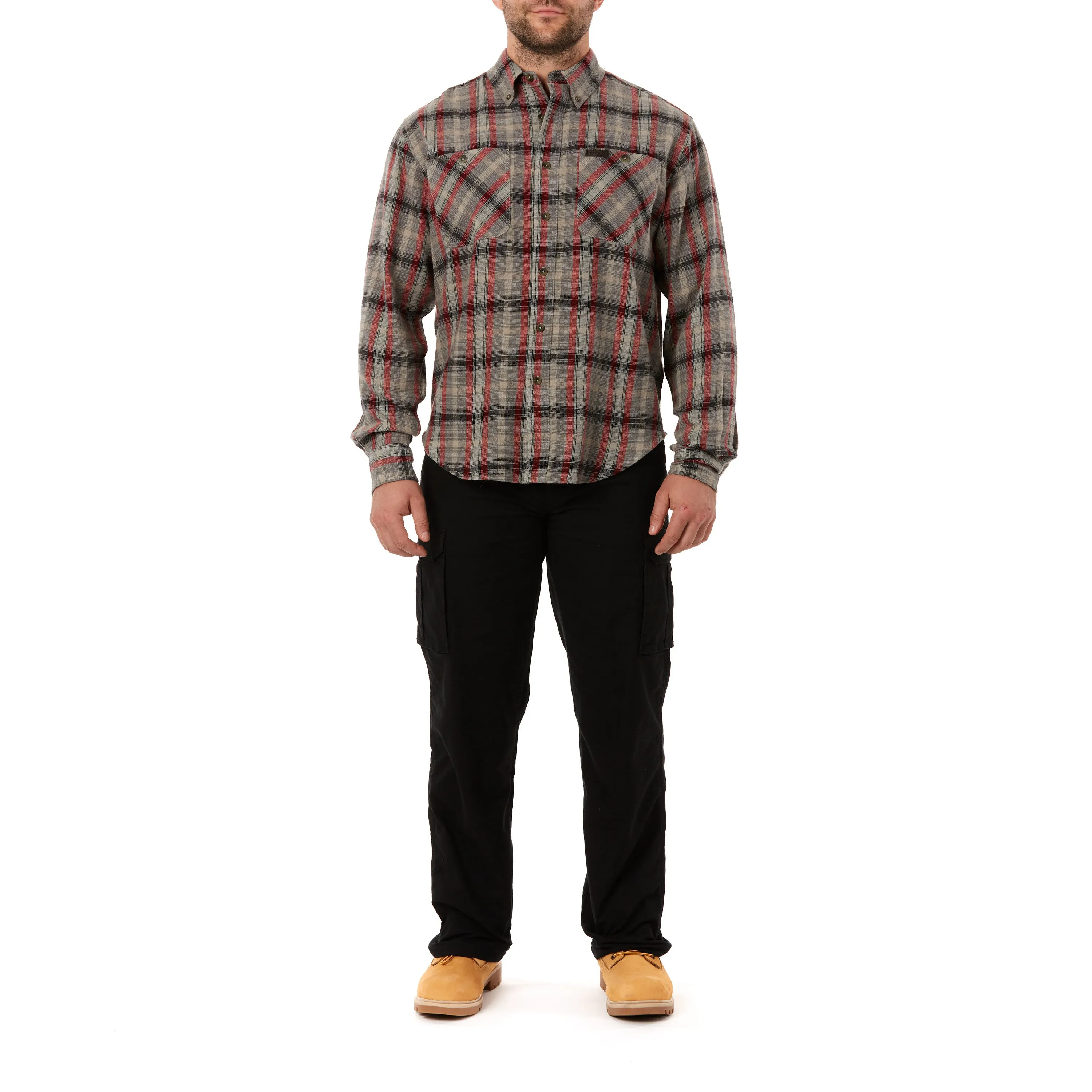 TWO-POCKET BUTTON DOWN FLANNEL SHIRT