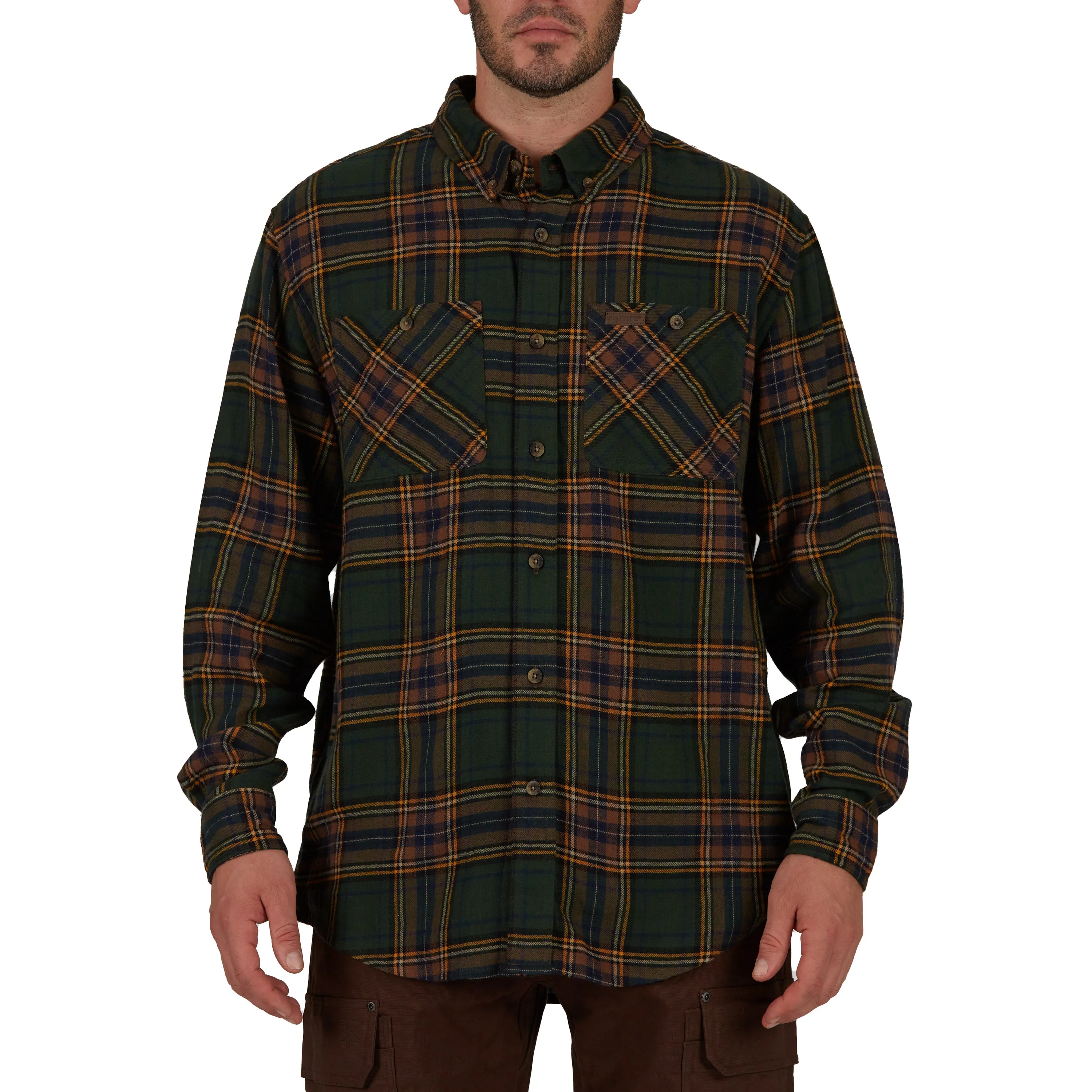 TWO-POCKET BUTTON DOWN FLANNEL SHIRT