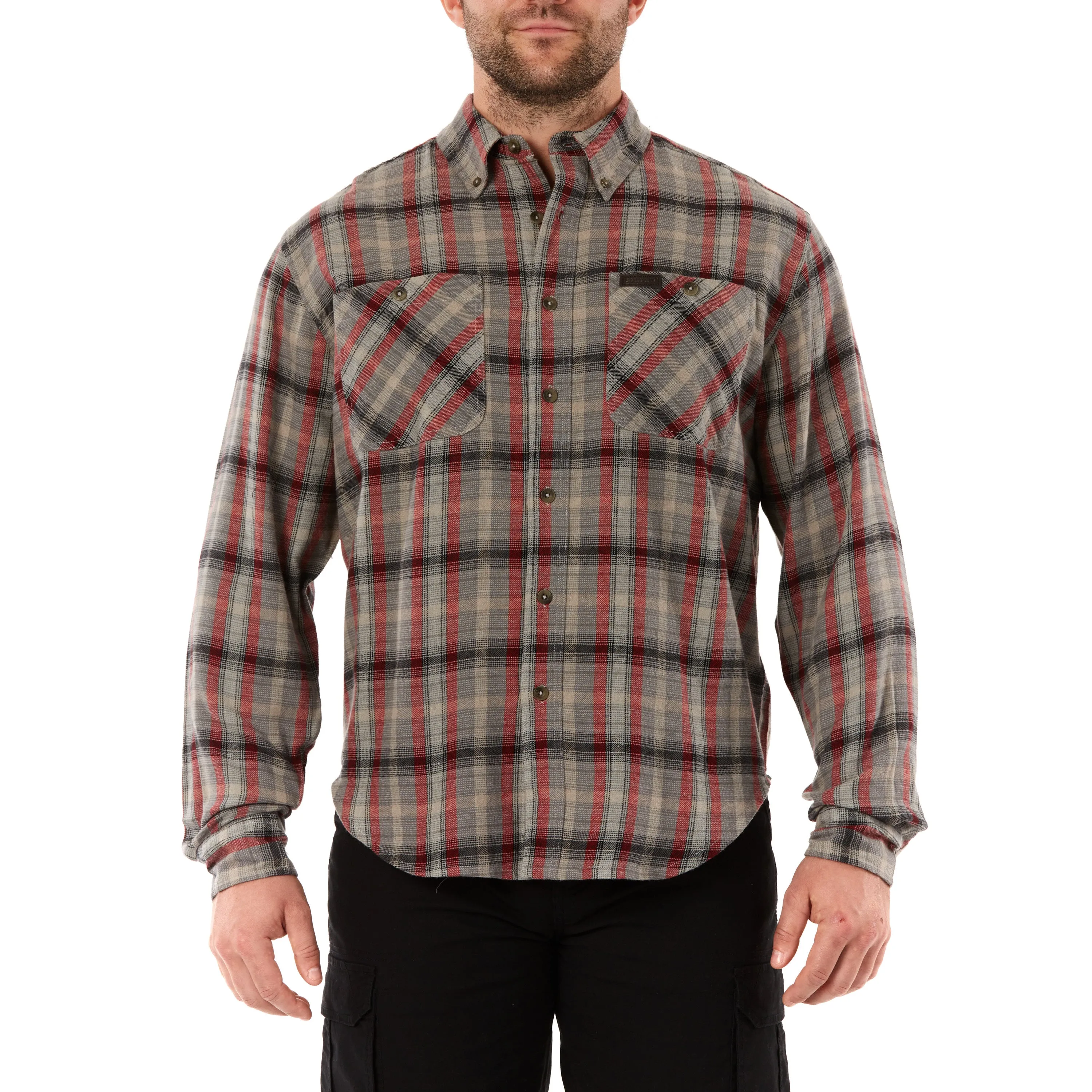 TWO-POCKET BUTTON DOWN FLANNEL SHIRT